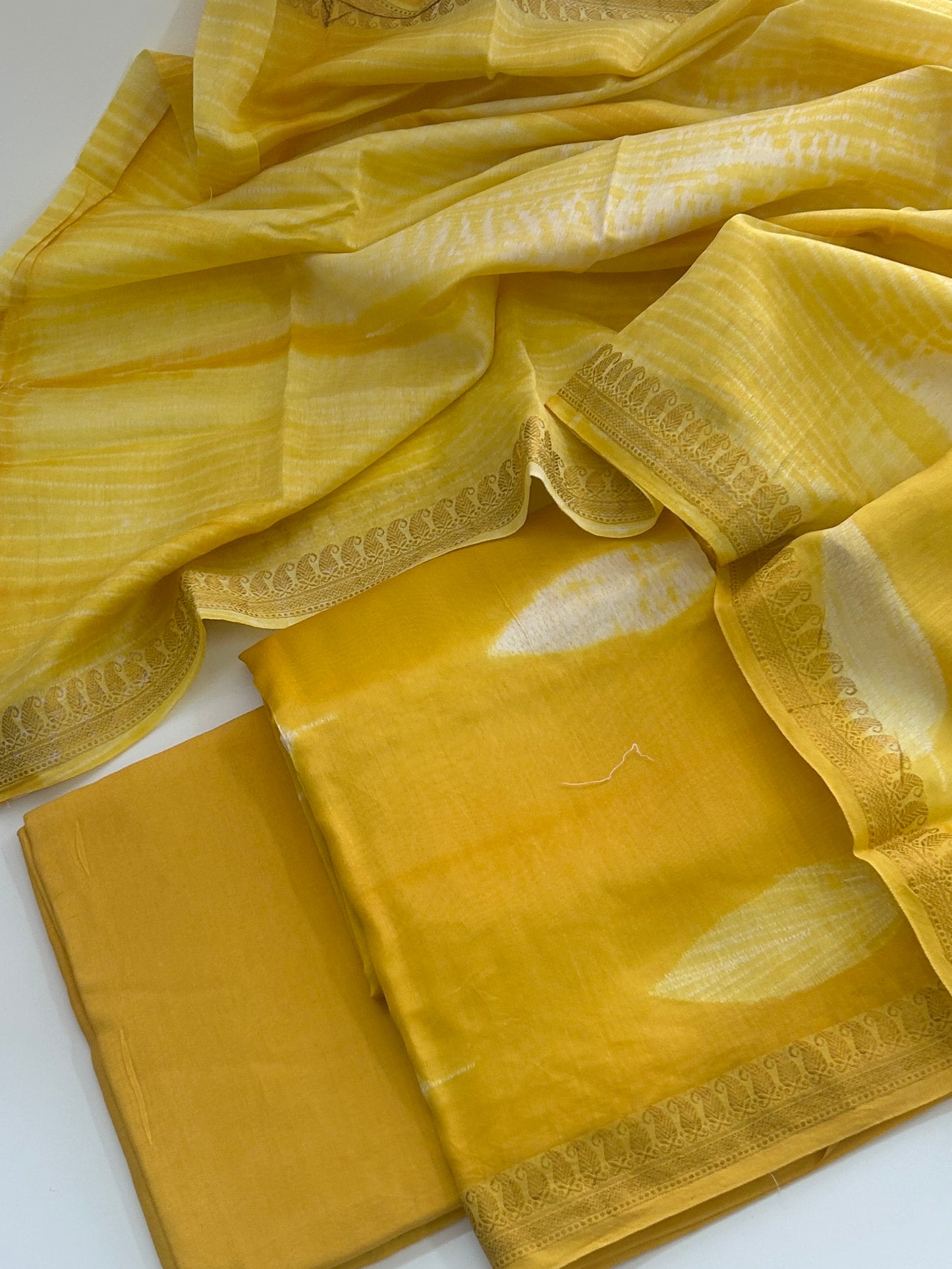 Needle Shibori Maheshwari Silk Dress Material