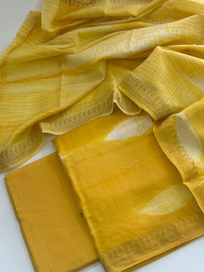 Needle Shibori Maheshwari Silk Dress Material