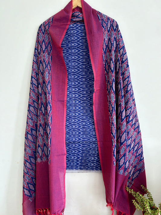 Double Ikat Mercerized Cotton Dress Material