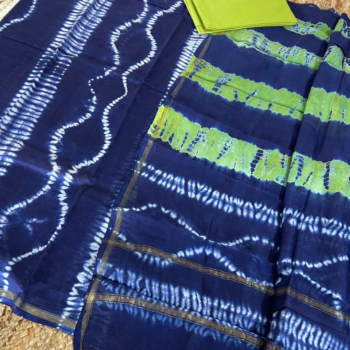 Tie and Dye Chanderi Silk Cotton Dress Material