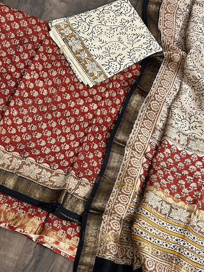 Hand BlockPrint Maheshwari Silk Cotton Salwar Suit