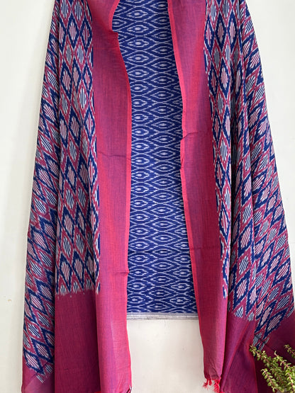 Double Ikat Mercerized Cotton Dress Material