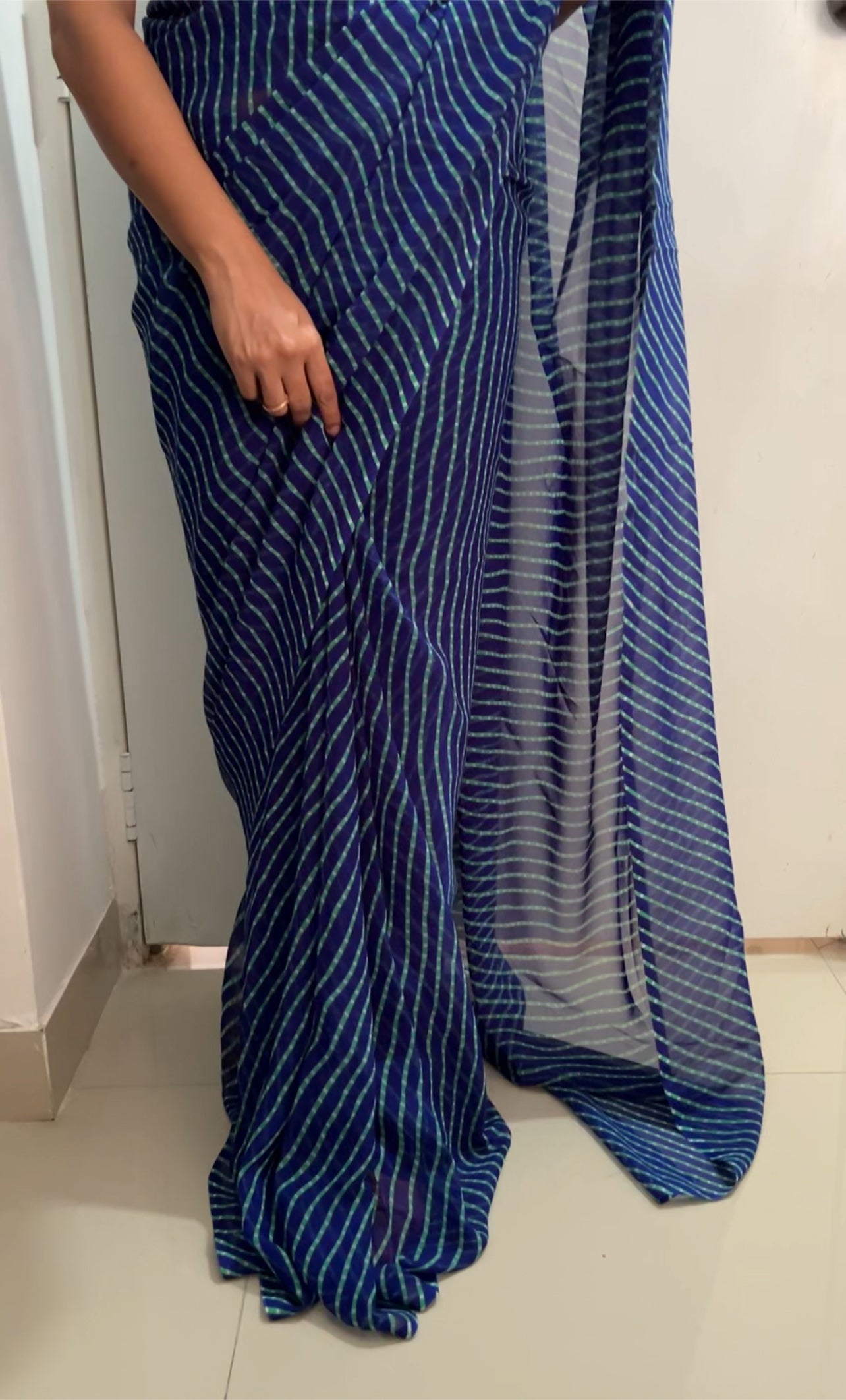 Daily wear chiffon saree with running Blouse