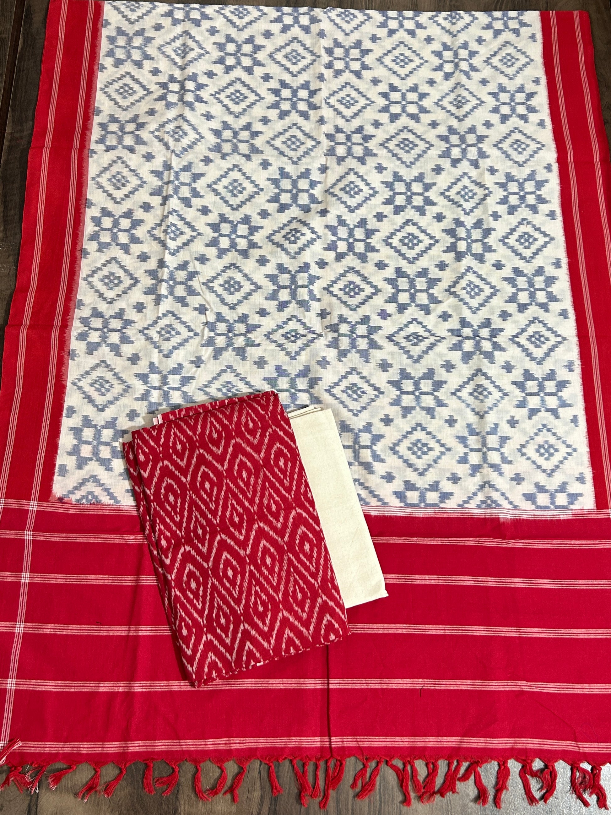 Telia Rumal Ikat Mercerised Cotton Dress Material