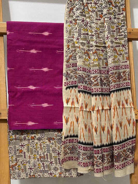 Ikat Kalamkari Cotton Dress Material