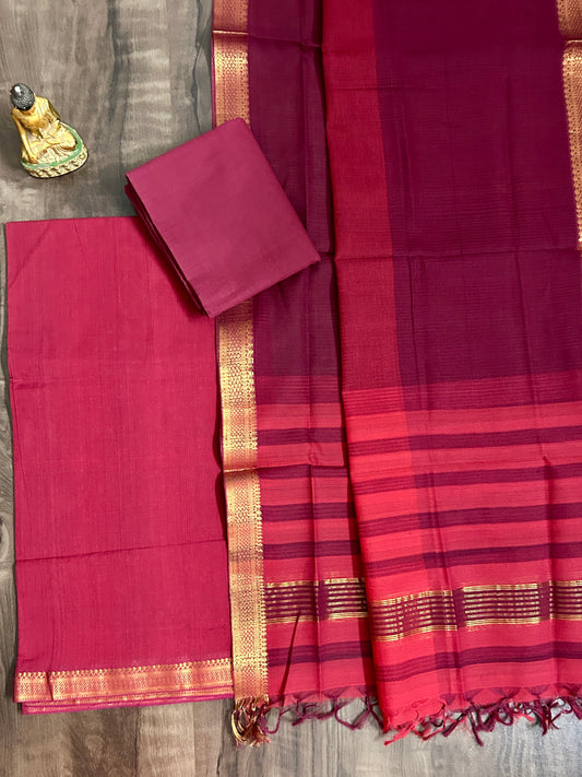 Maroon Mangalagiri Cotton Dress Material