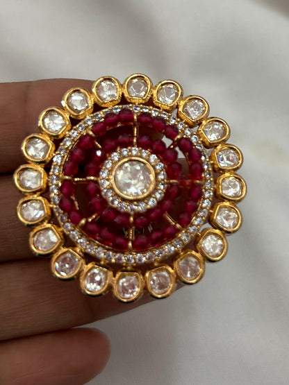 Cocktail Kundan Finger Ring