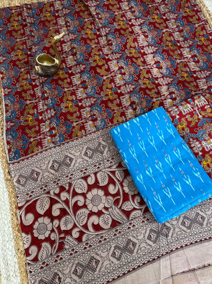 Ikat Kalamkari Cotton Dress Material
