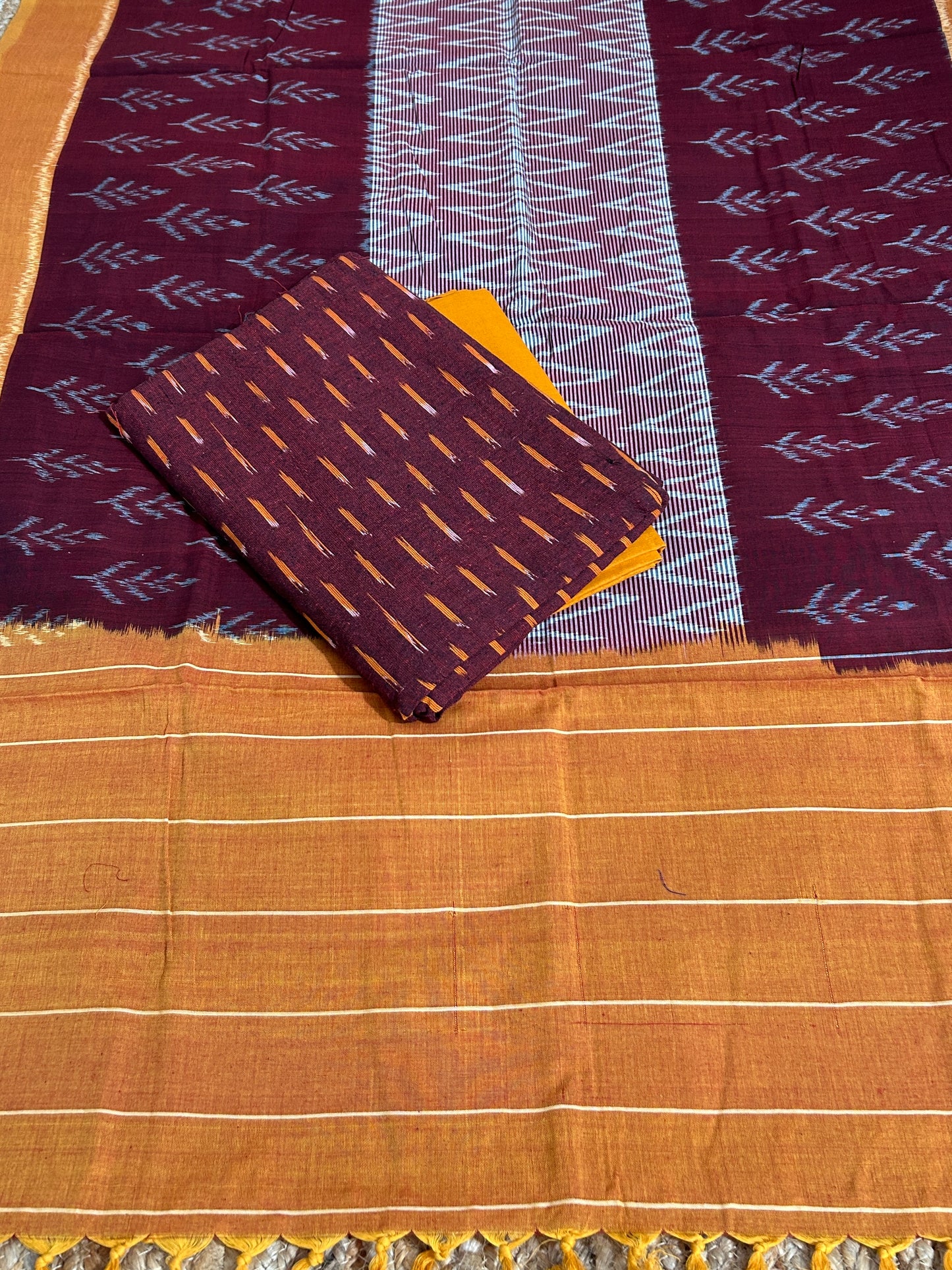 Ikat Mercerised Cotton Dress Material