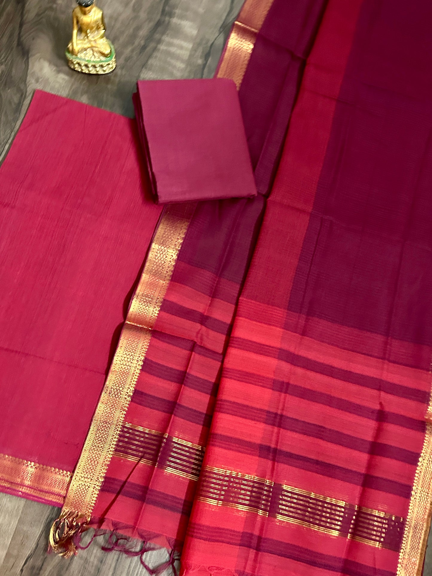 Maroon Mangalagiri Cotton Dress Material