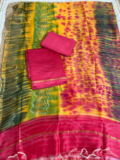 Hand BlockPrint Chanderi Silk Cotton Dress Material
