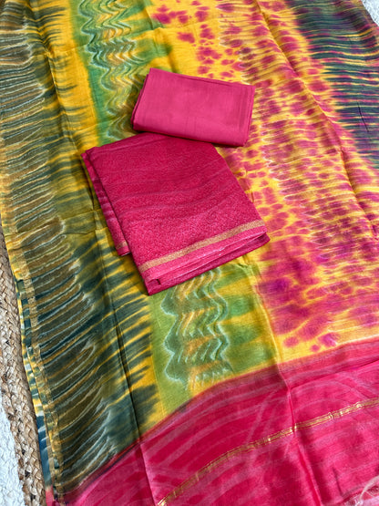 Hand BlockPrint Chanderi Silk Cotton Dress Material