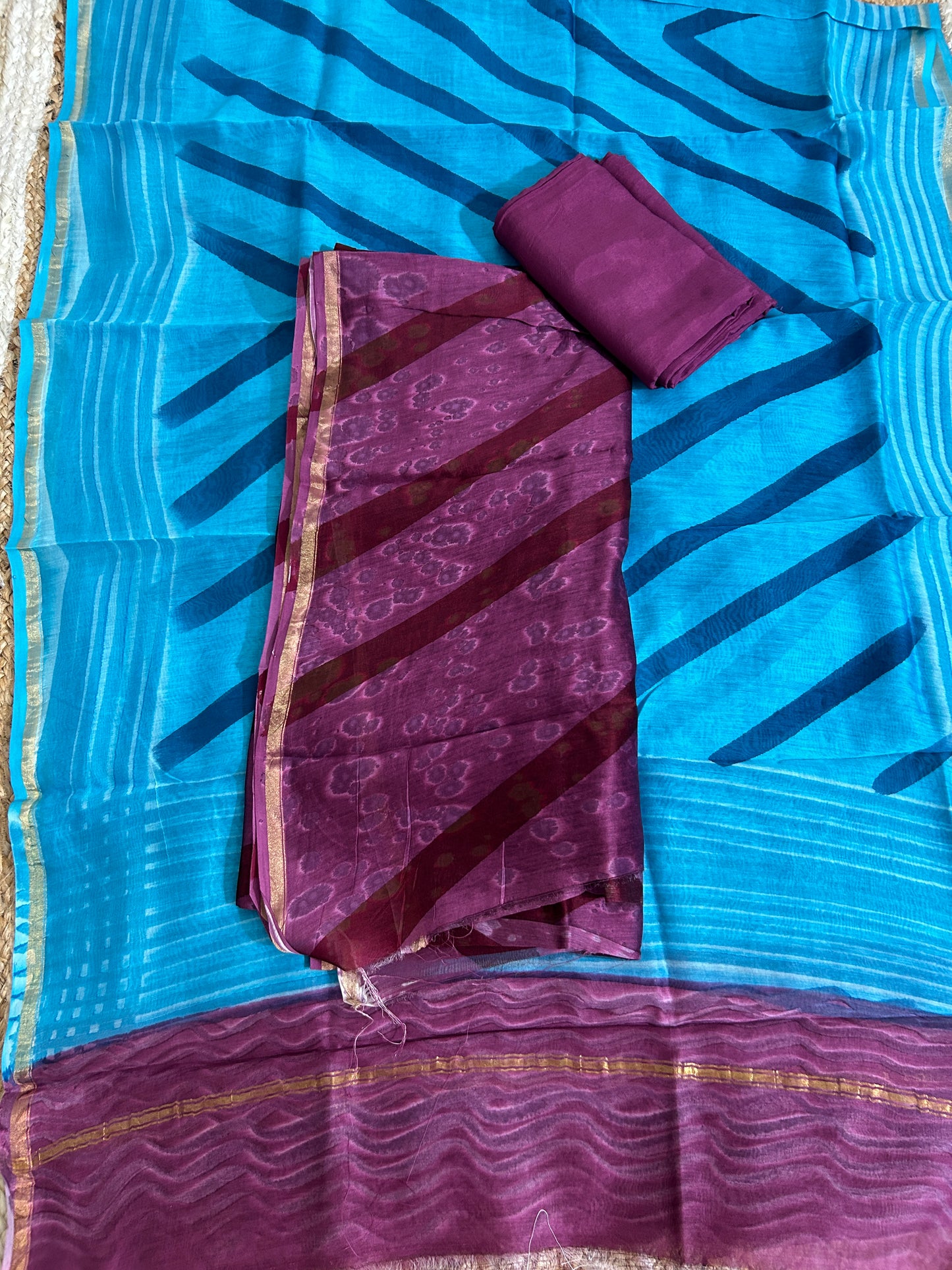 Hand BlockPrint Chanderi Silk Cotton Dress Material