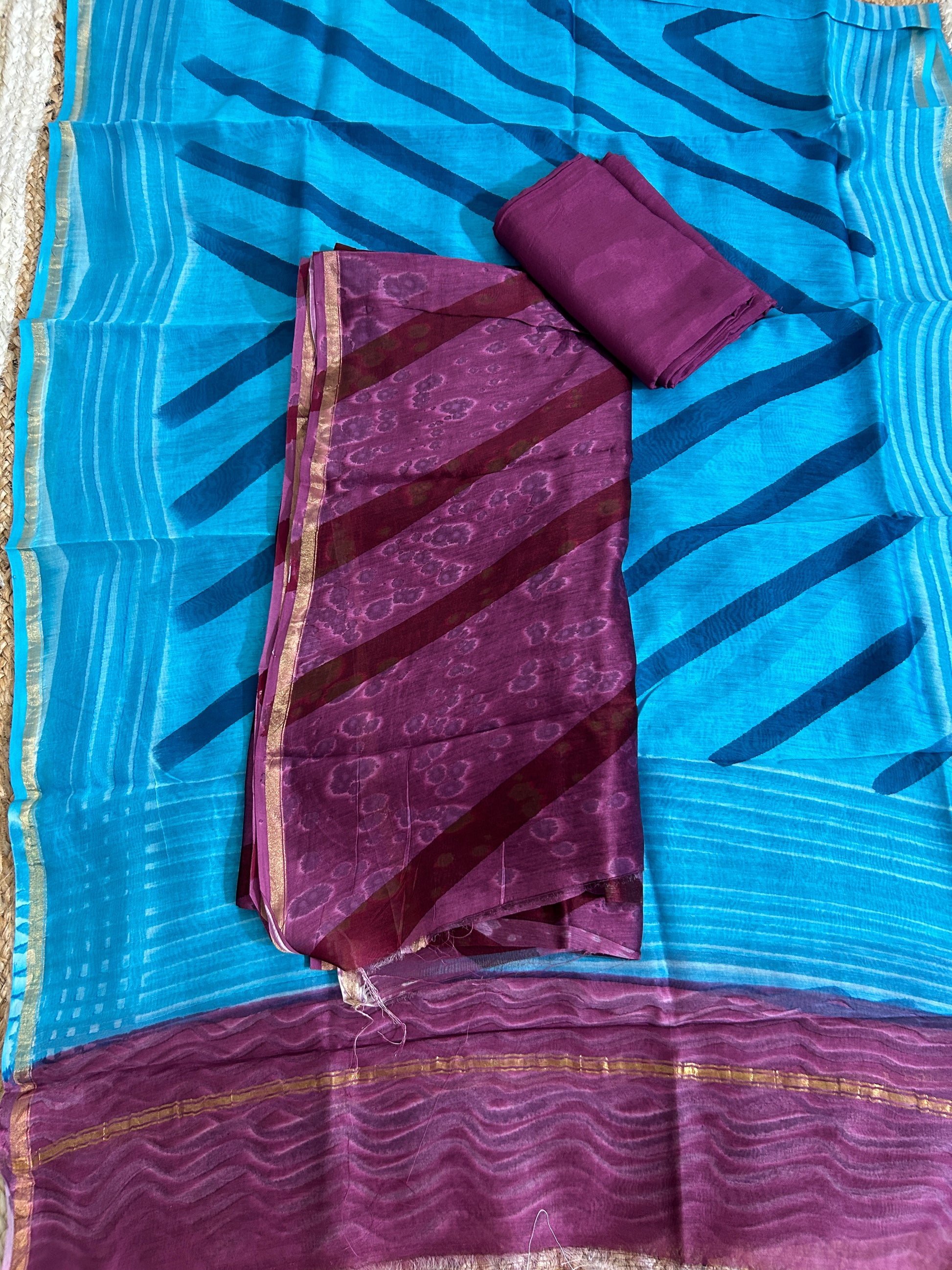 Hand BlockPrint Chanderi Silk Cotton Dress Material