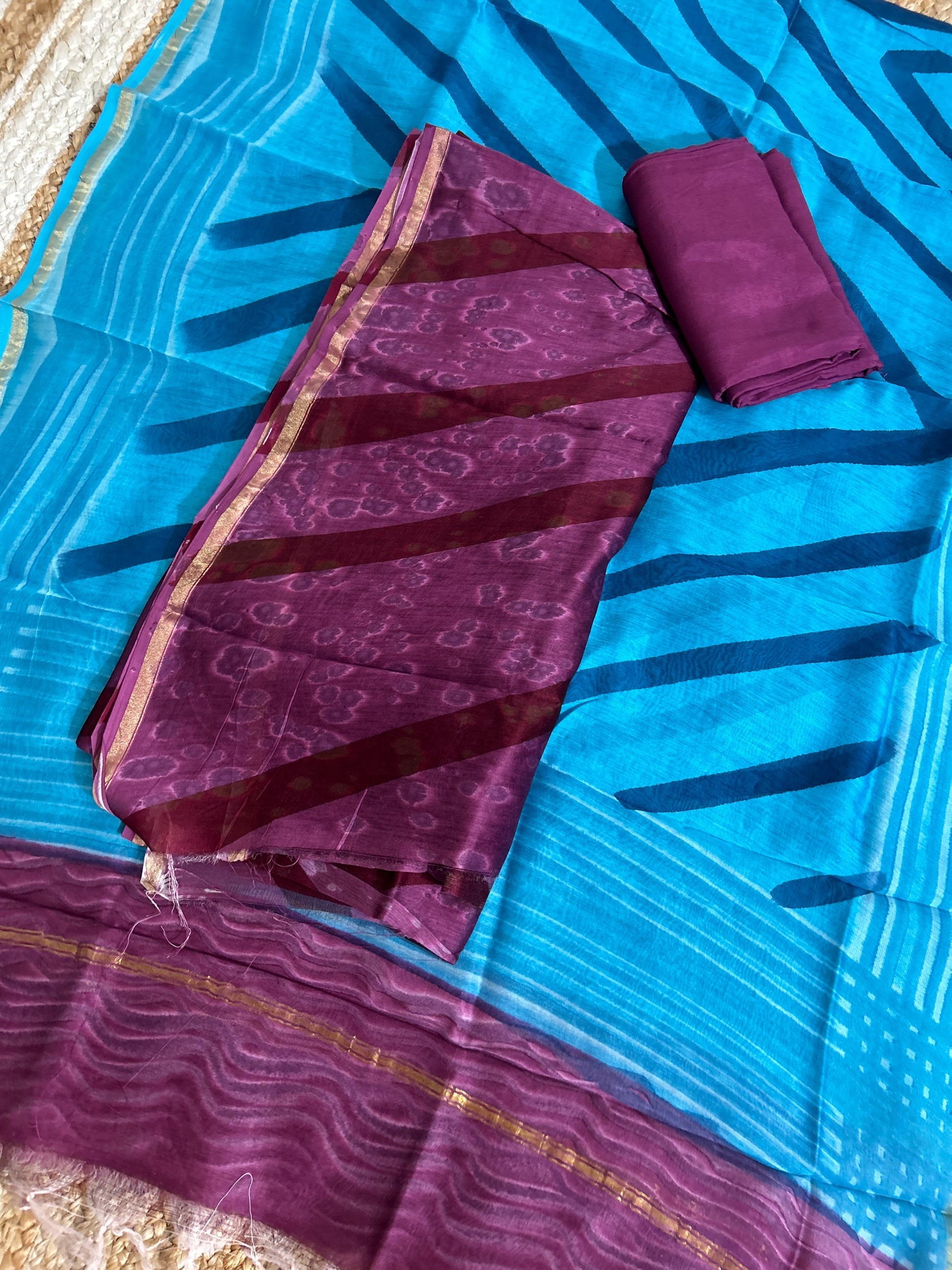 Hand BlockPrint Chanderi Silk Cotton Dress Material