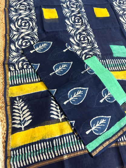 Hand BlockPrint Chanderi Silk Cotton Dress Material