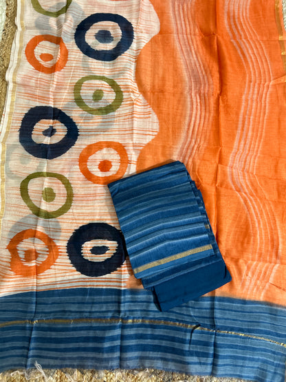 Hand BlockPrint Chanderi Silk Cotton Dress Material