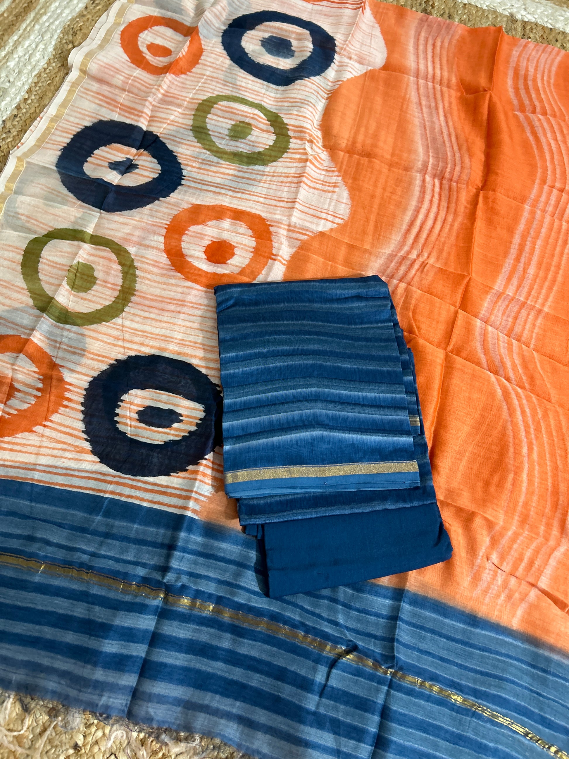 Hand BlockPrint Chanderi Silk Cotton Dress Material