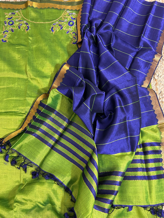 Mangalagiri Silk Dress Material with Maggam Handwork