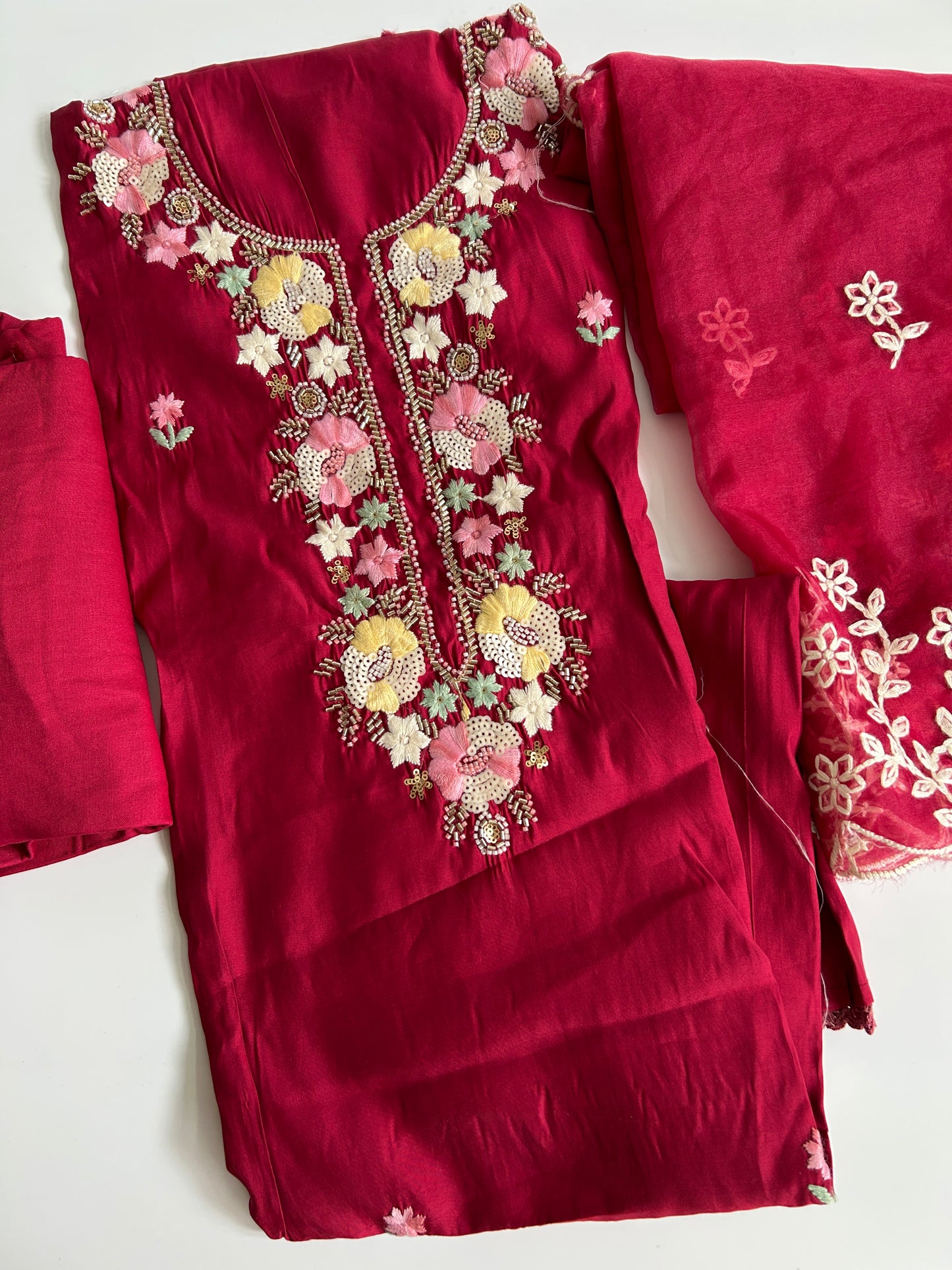 Embroidered Cotton Silk Dress Material
