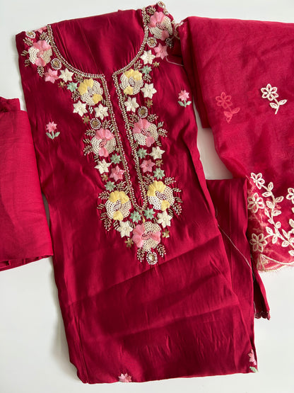 Embroidered Cotton Silk Dress Material