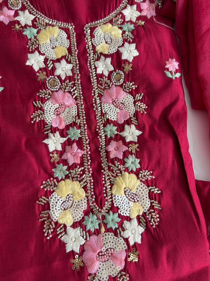 Embroidered Cotton Silk Dress Material