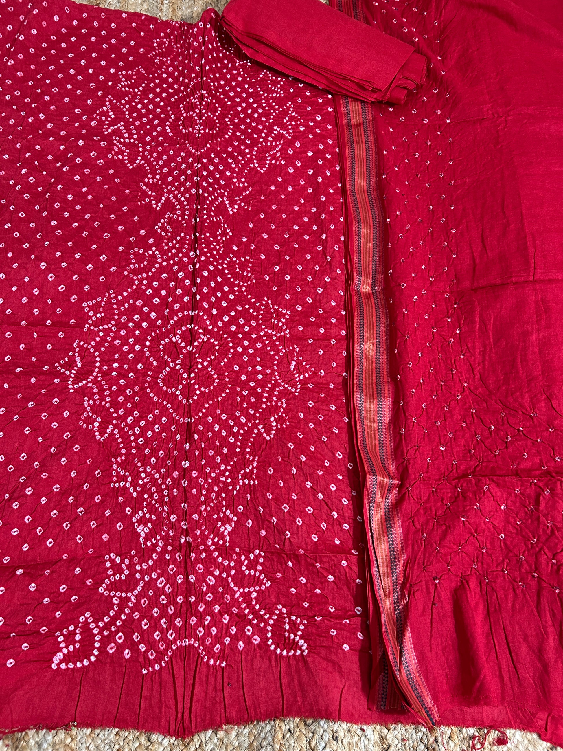 Bandhej Satin Cotton Dress Material