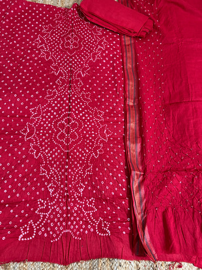 Bandhej Satin Cotton Dress Material