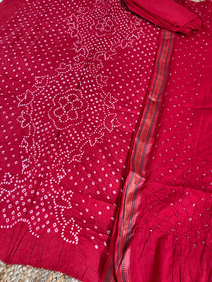 Bandhej Satin Cotton Dress Material