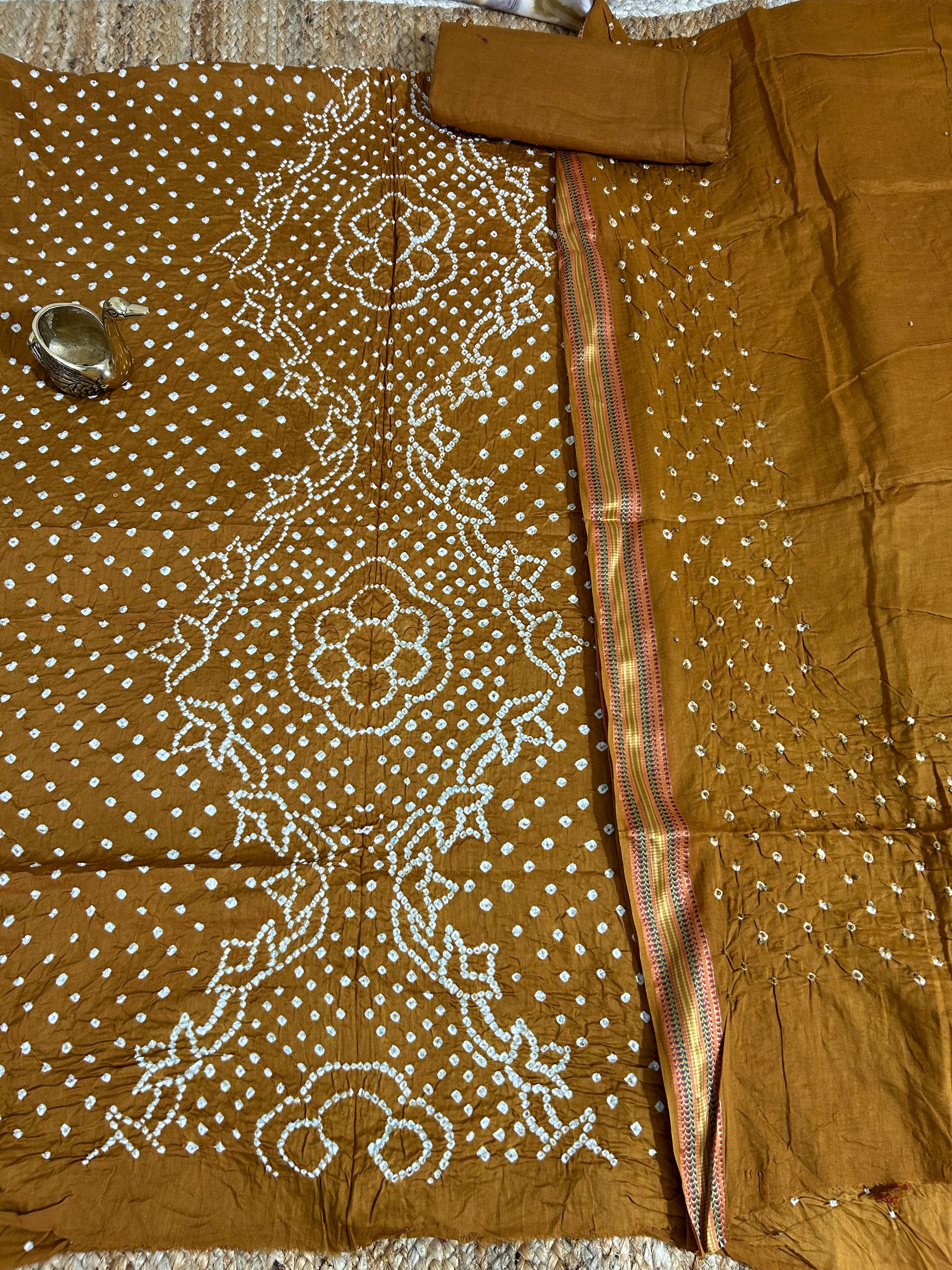 Bandhej Satin Cotton Dress Material