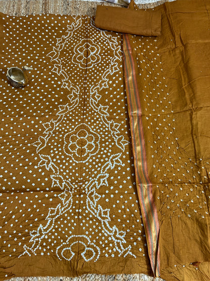 Bandhej Satin Cotton Dress Material