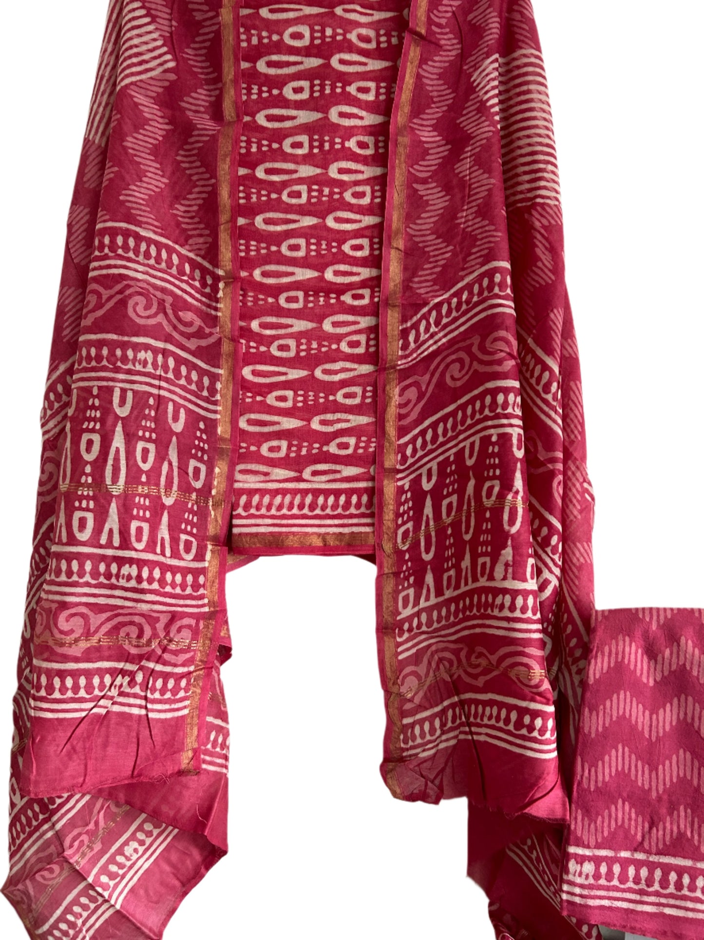 Chanderi Hand BlockPrint Silk Cotton Dress Material