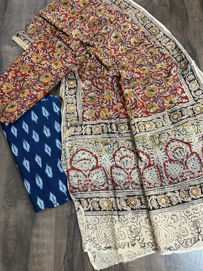 Ikat Kalamkari Cotton Dress Material