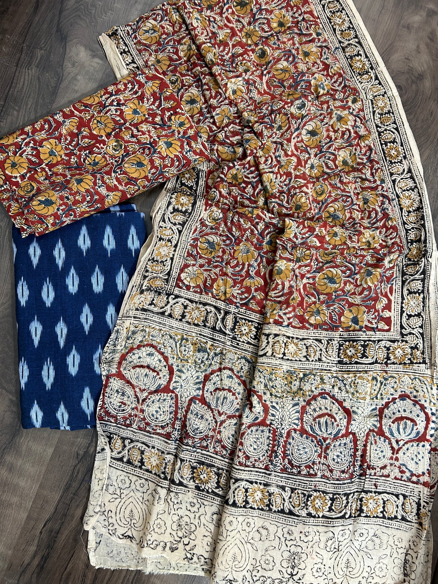 Ikat Kalamkari Cotton Dress Material