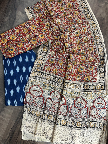 Ikat Kalamkari Cotton Dress Material