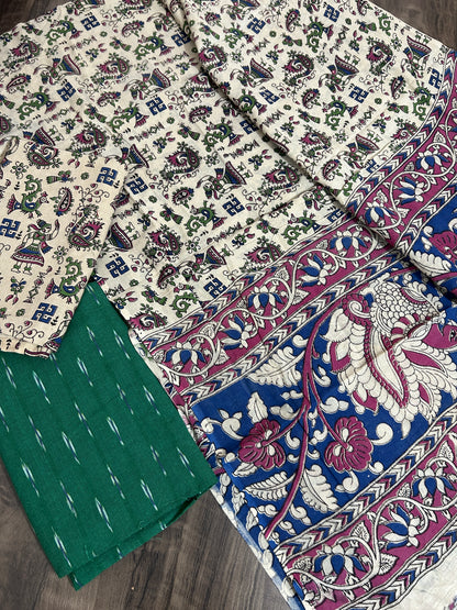 Ikat Kalamkari Cotton Dress Material