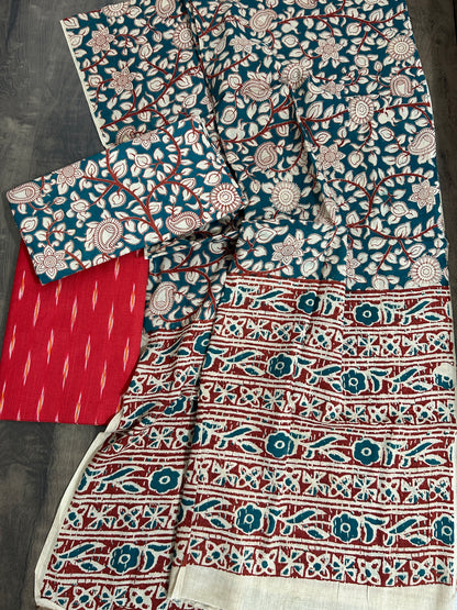 Ikat Kalamkari Cotton Dress Material