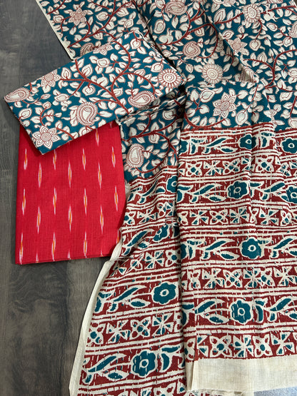 Ikat Kalamkari Cotton Dress Material