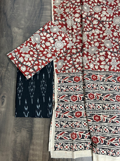 Ikat Kalamkari Cotton Dress Material