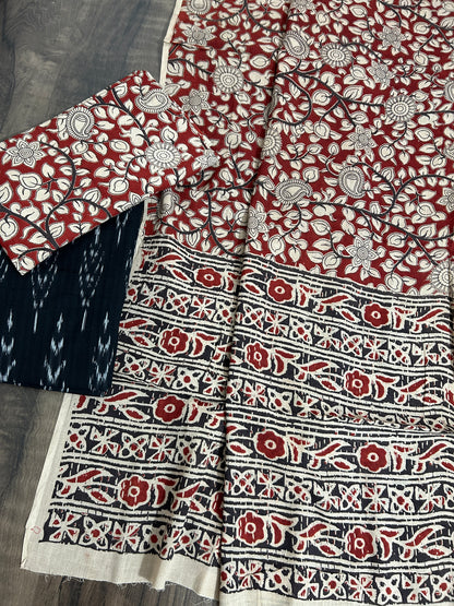 Ikat Kalamkari Cotton Dress Material