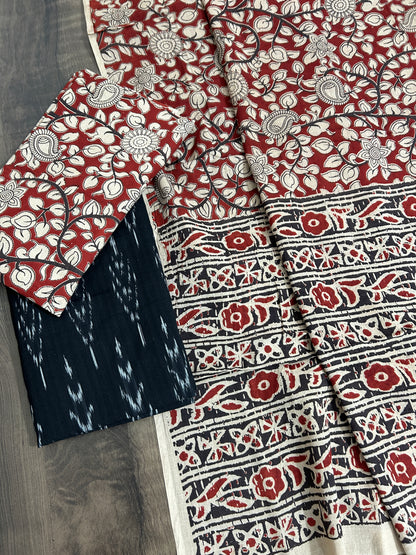 Ikat Kalamkari Cotton Dress Material