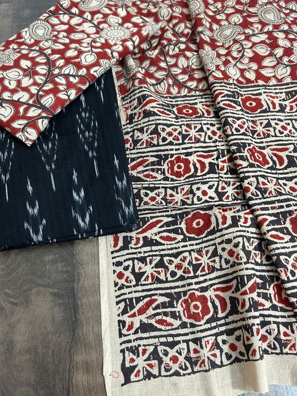 Ikat Kalamkari Cotton Dress Material