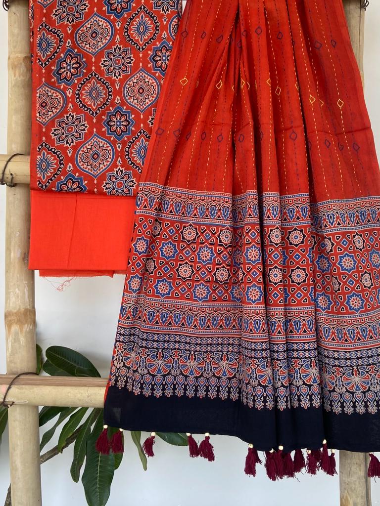 Ajrakh Block Printed Dress Material - Manufacturer Exporter Supplier from  Barmer India