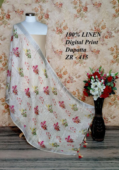 Pure Linen Digital Print Dupatta