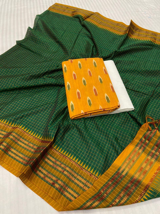 Ikat Cotton Dress Material with Narayanpeth Dupatta