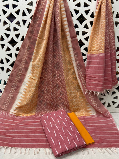 Double Ikat Mercerized Cotton Dress Material