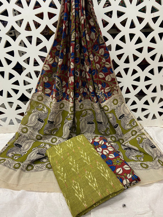 Ikat Kalamkari Cotton Dress Material