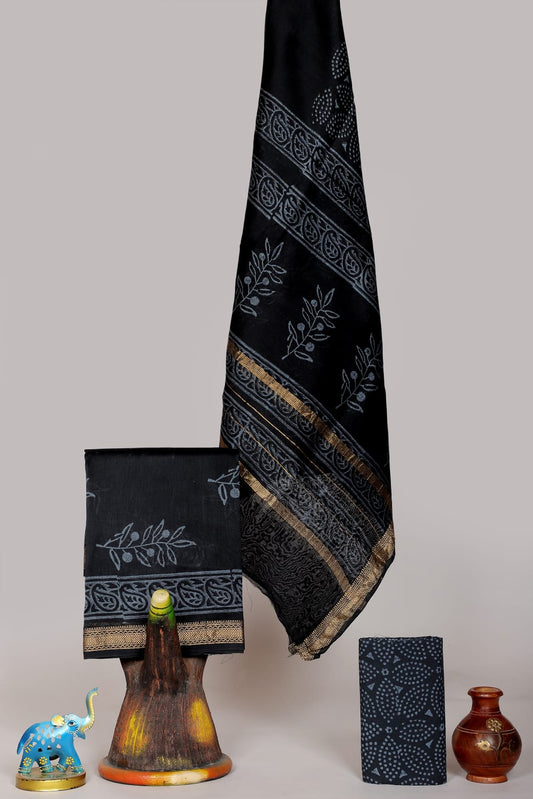 Hand BlockPrint Maheshwari Silk Cotton Dress Material