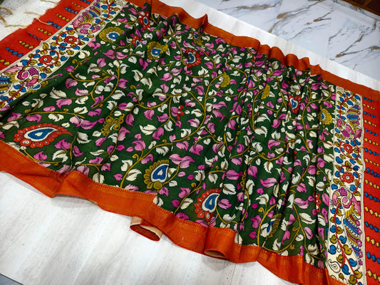 Kalamkari Hand Painted Silk Dupatta