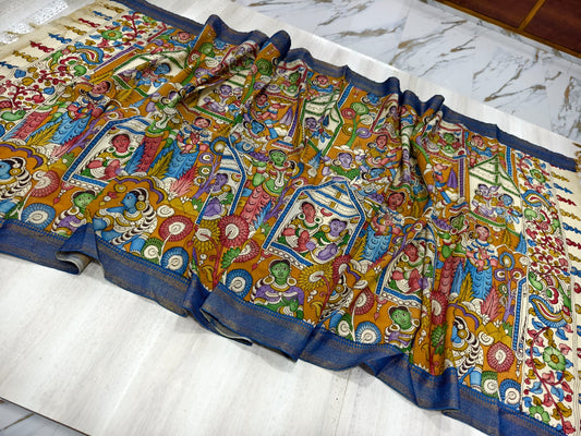 Kalamkari Hand Painted Silk Dupatta